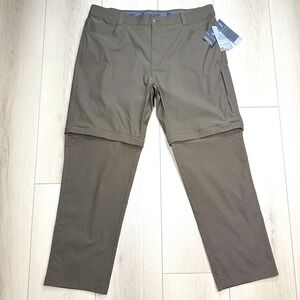 Free Country Men's 42x32 Convertible Hiking Pants Zip Off Khaki Outdoor Nylon‎